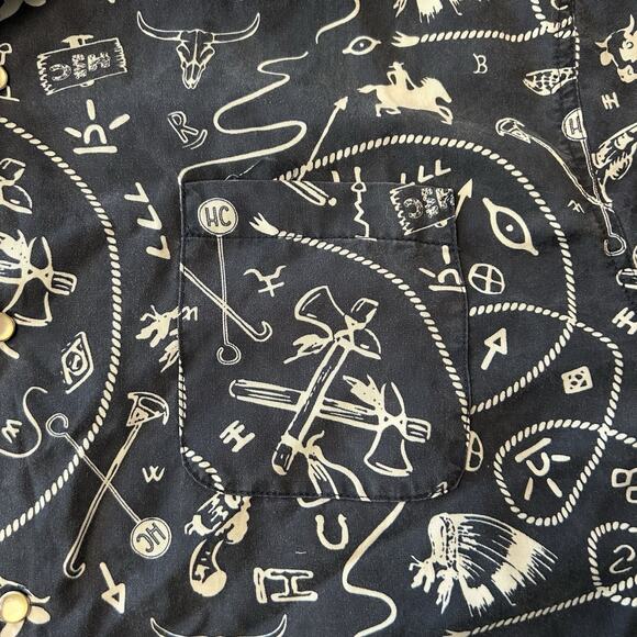 H Bar C California Ranch Men's Shirt XL Rockridge in Navy Blue Pearl‎ Snap - Picture 8 of 10